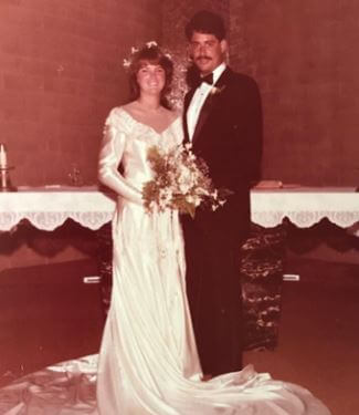 Carlos Steffens with his bride Peggy on their wedding day.